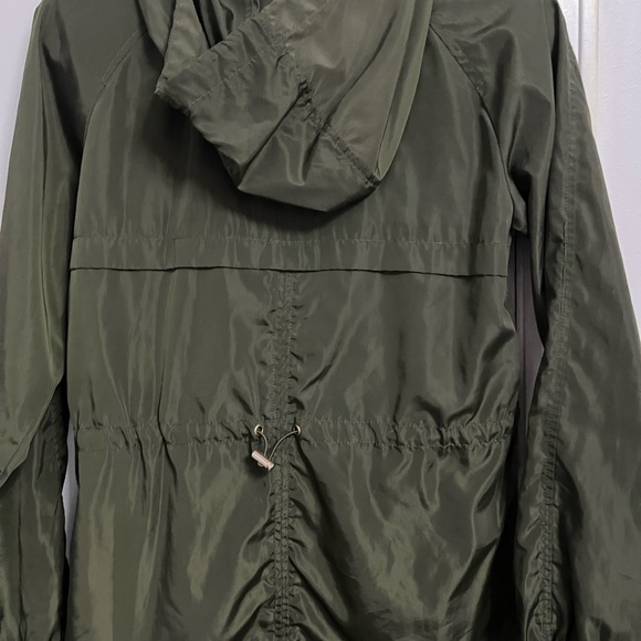 Olive Green Hooded Rain Windbreaker Jacket - Picture 13 of 13